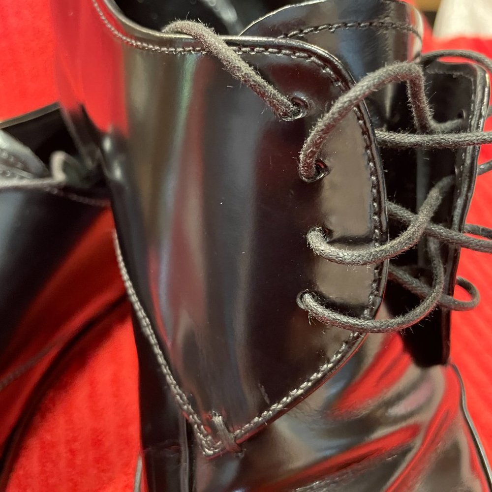 Prada Mens Patent Leather Upper and Out Soles Lace Up Black Made In Italy - Picture 5 of 16